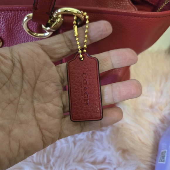 Coach Red Leather Tote Bag - Picture 3 of 11